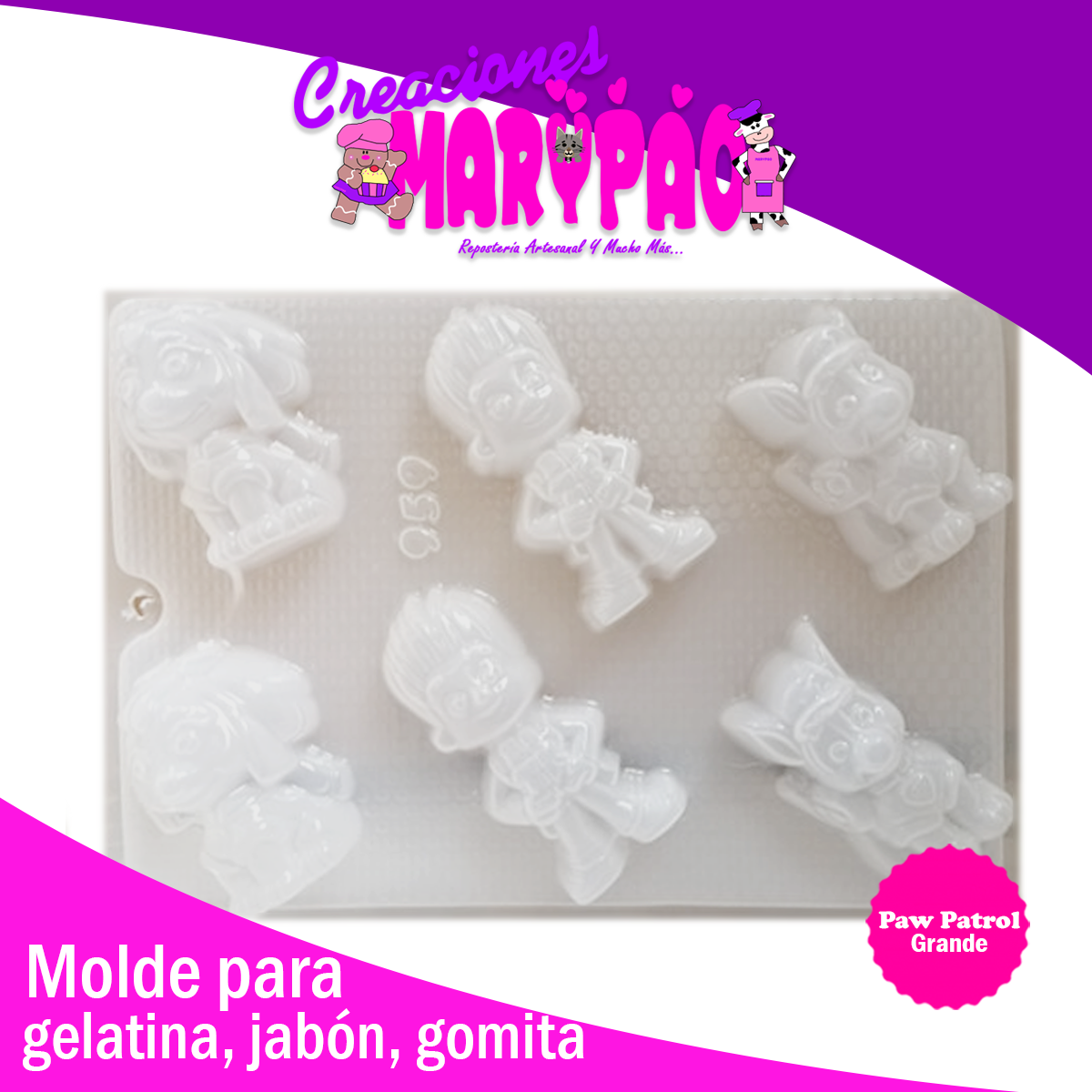 Molde Paw Patrol Jabón Gelatina Resina Yeso - Creaciones Marypao