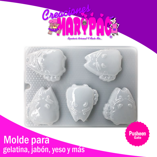 Molde Gato Pusheen Jabones Gelatinas Figuras de Yeso