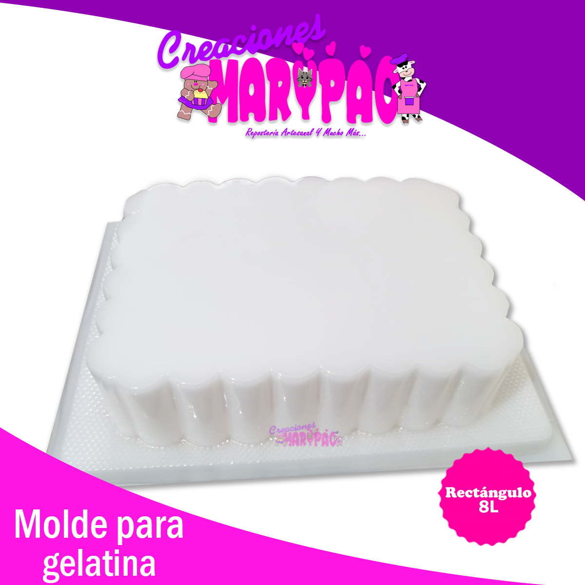 Molde Para Gelatina Rectángulo 8L Para Transfer - Creaciones Marypao