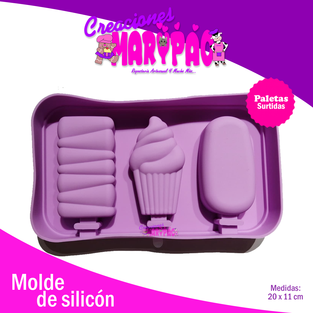 Molde De Silicón Mini Magnum Surtido - Creaciones Marypao