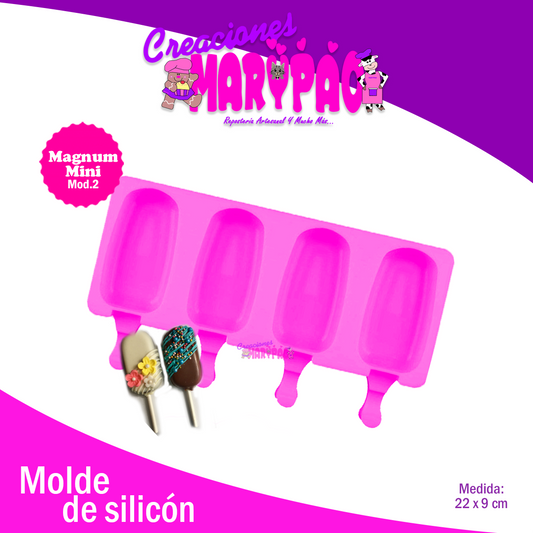 Molde De Silicón Paletas Magnum Mini 4 Cavidades - Creaciones Marypao