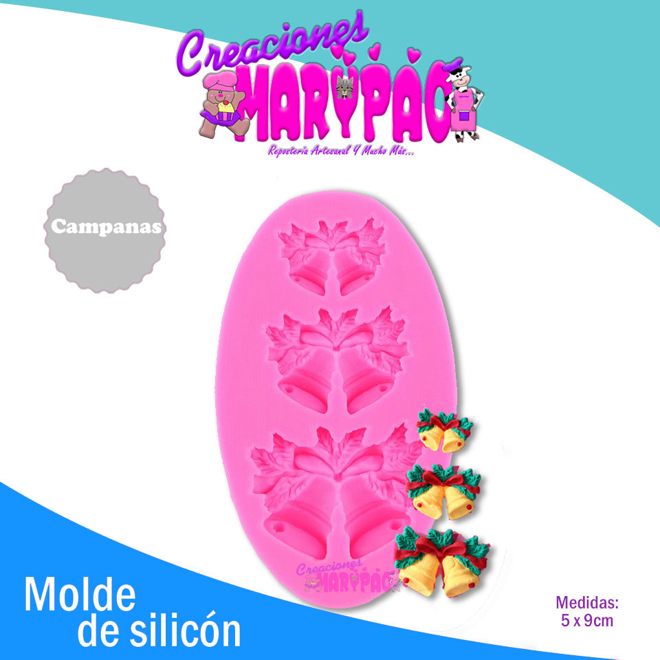 Molde de Silicon Campanas Navidad - Creaciones Marypao