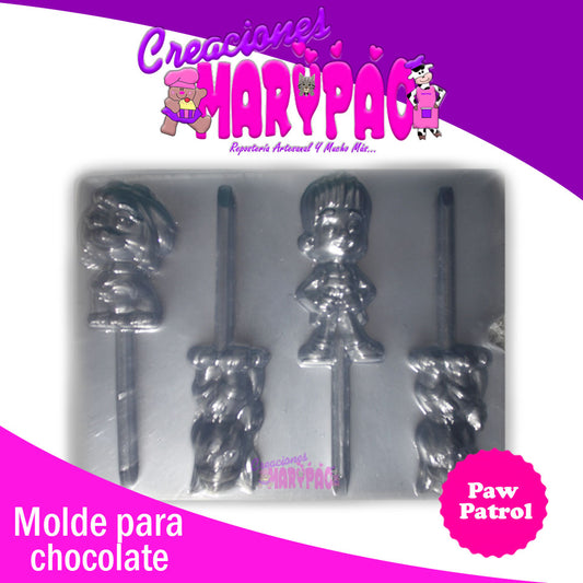Molde Para Paletas De Chocolate Paw Patrol - Creaciones Marypao