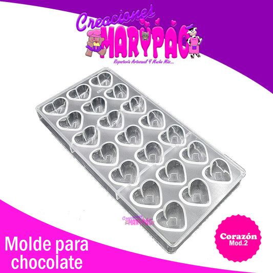 Molde Chocolate Policarbonato Corazones Mod.2 - Creaciones Marypao
