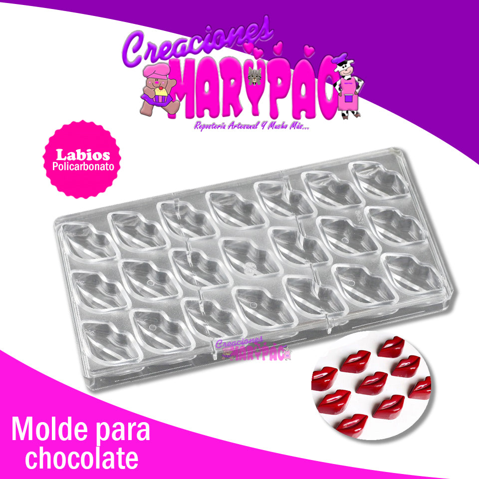 Molde Chocolate Policarbonato Labios - Creaciones Marypao
