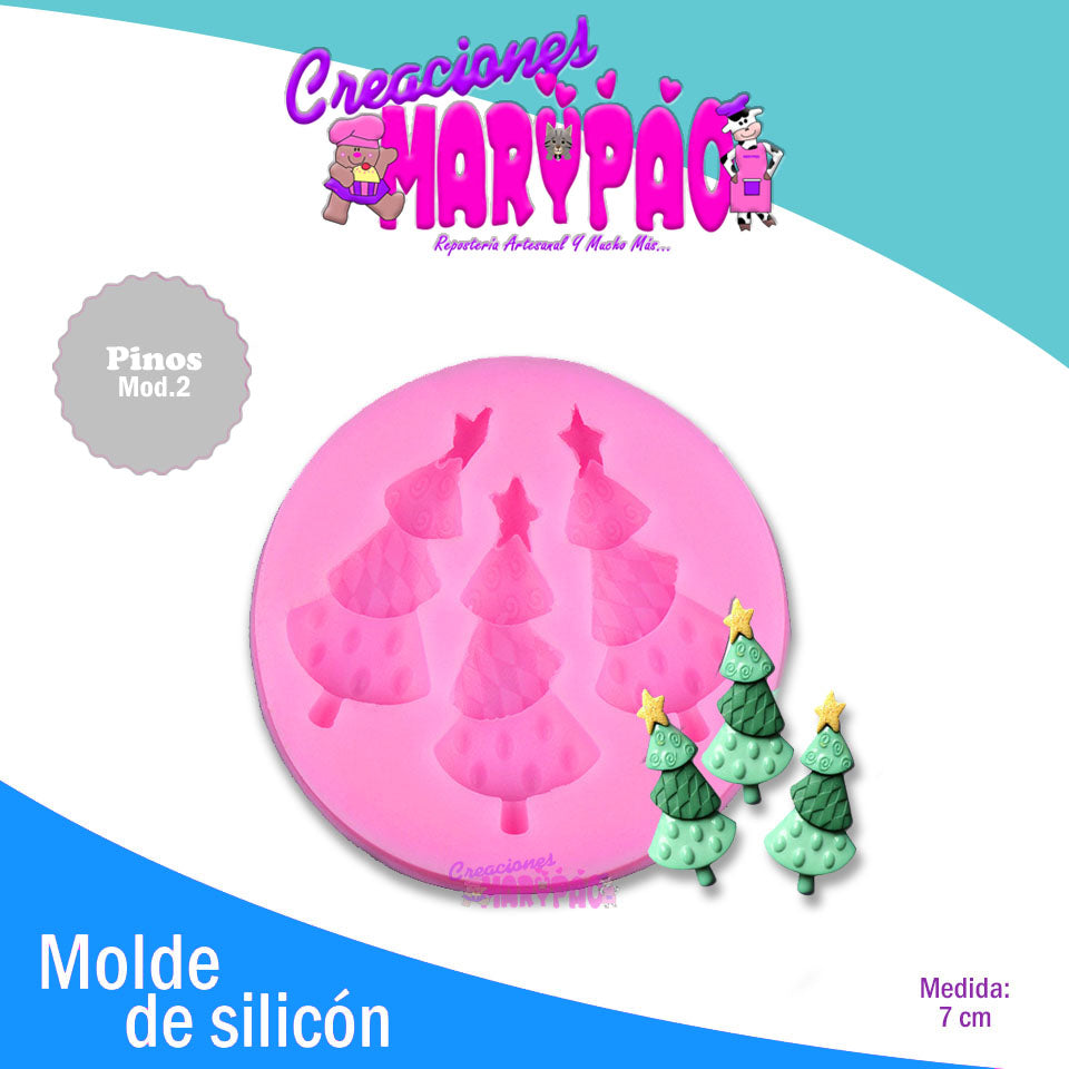 Molde De Silicón Pinos De Navidad Fondant - Creaciones Marypao