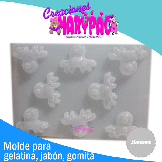 Molde Renos Navidad Gelatina Jabones Gomitas Yeso - Creaciones Marypao