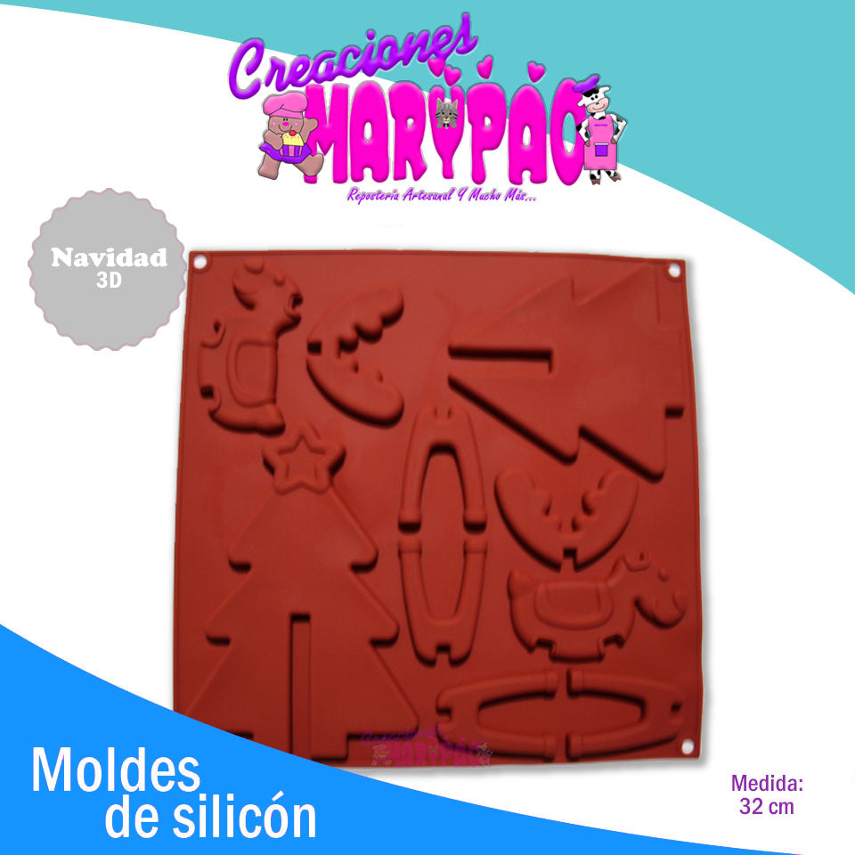 Molde Silicón Navidad 3D Trineo Pino 2 Pzas - Creaciones Marypao