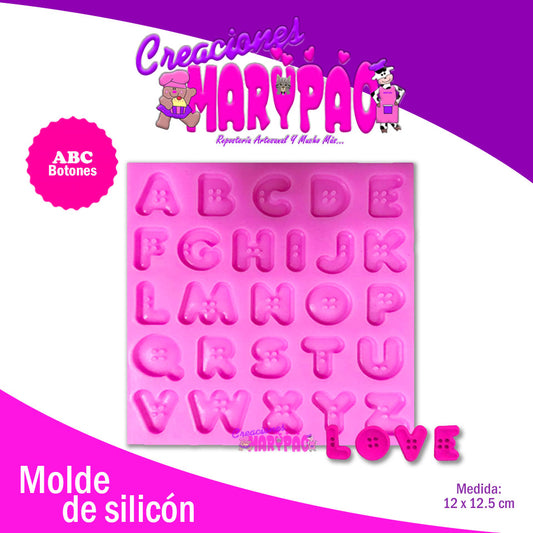 Molde Silicón Abecedario Letras Botones - Creaciones Marypao