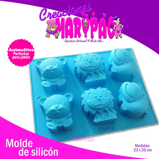 Molde De Silicón Animales León Oso Hipopótamo - Creaciones Marypao