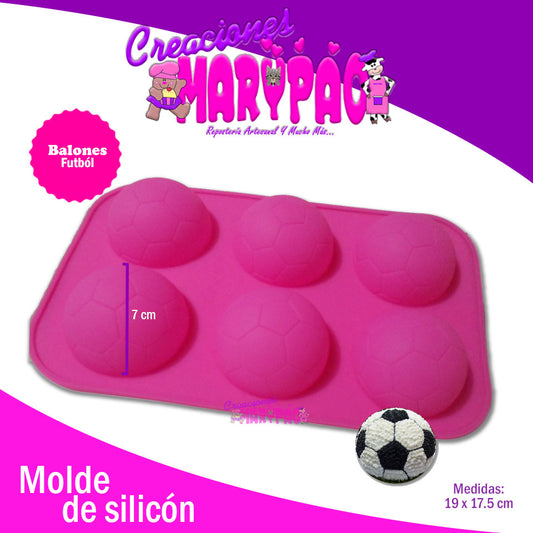 Molde Balón Fútbol Deportes Media Esfera Silicón 7 Cm - Creaciones Marypao