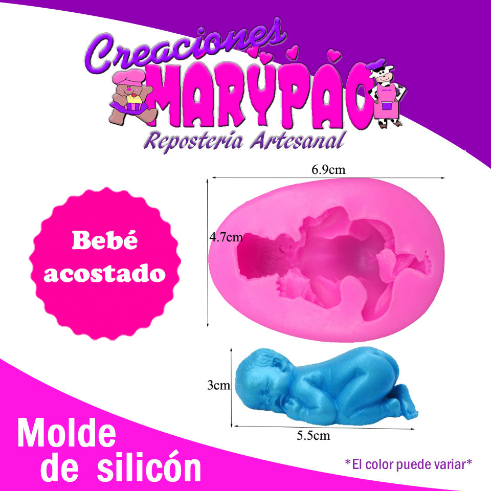 Molde De Silicón Bebé Acostado - Creaciones Marypao