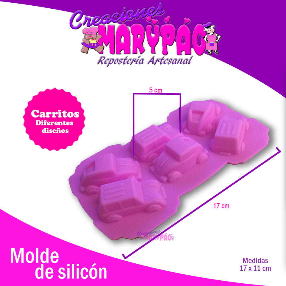 Molde De Silicón Carritos - Creaciones Marypao