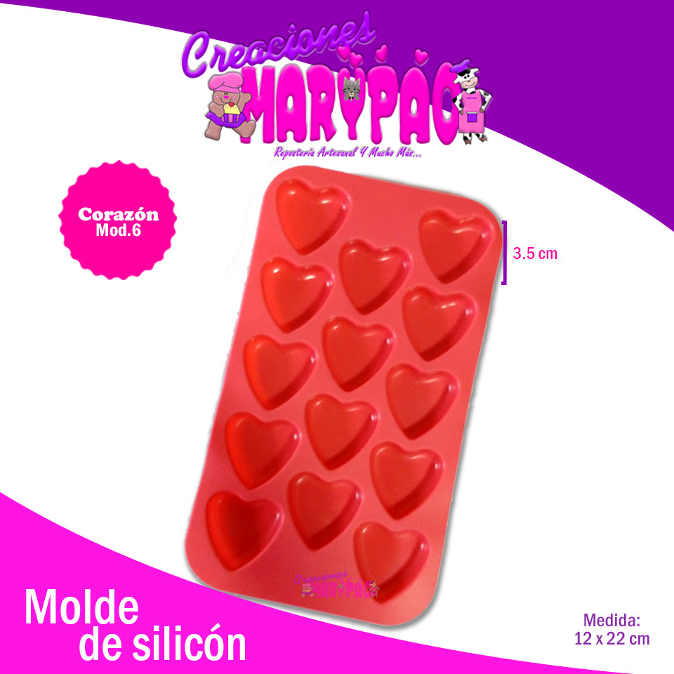 Molde Silicón Corazones Febrero Amor Mod.6 - Creaciones Marypao