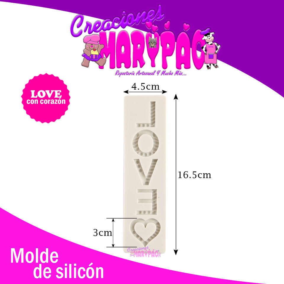 Molde De Silicón Love Fondant - Creaciones Marypao