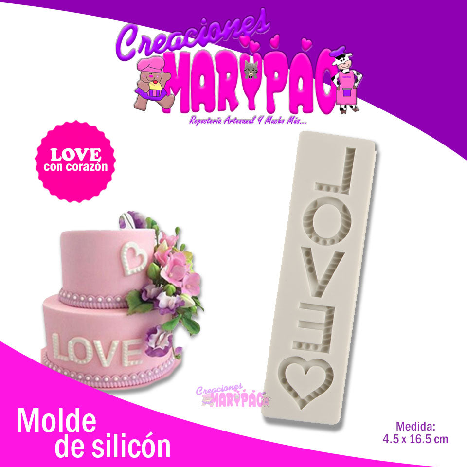 Molde De Silicón Love Fondant - Creaciones Marypao