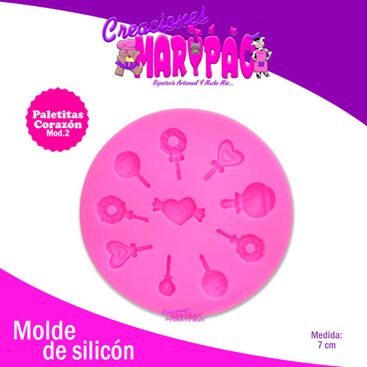Molde Silicon Paletas Corazón Mini - Creaciones Marypao