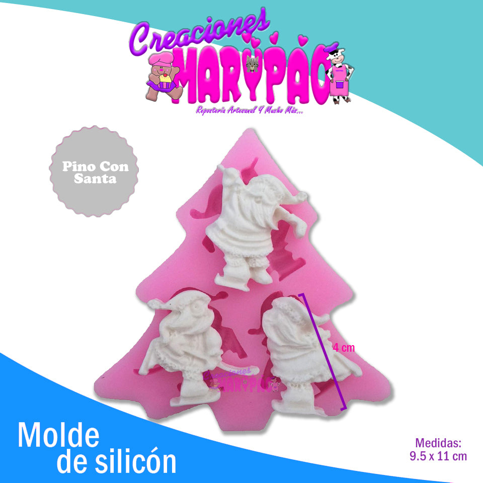Molde De Silicón Pino Santa Claus Navidad Fondant - Creaciones Marypao