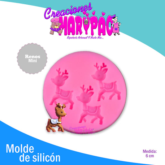 Molde De Silicón Renos Mini Navidad - Creaciones Marypao