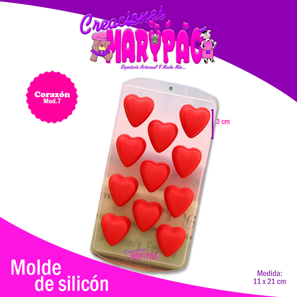 Molde Silicón Corazones Febrero  M7 - Creaciones Marypao