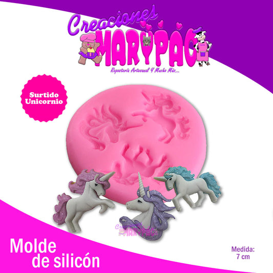 Molde De Silicón Unicornios Mini - Creaciones Marypao