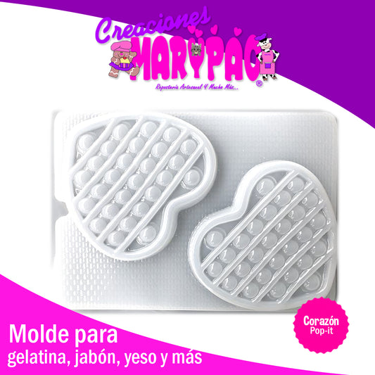 Molde Corazón Pop It Gelatinas Figuras De Yeso Jabones