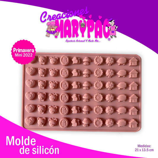 Molde De Silicon Primavera 2022 Ardilla Erizo Oso Flor Mini