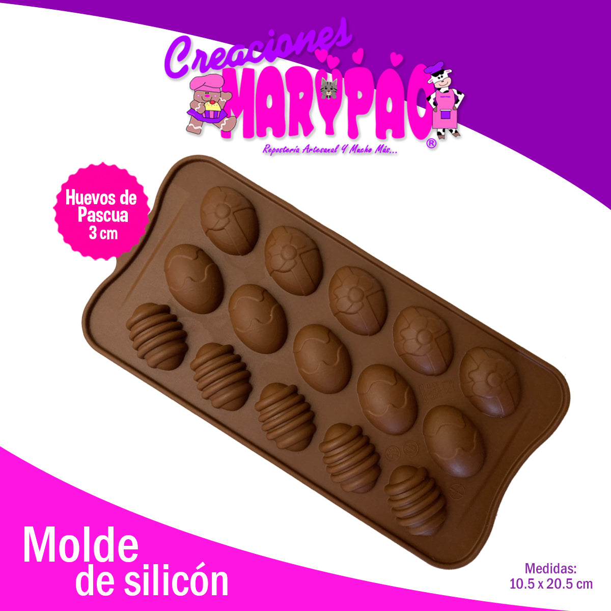 Molde De Silicon Huevitos De Pascua 15 Cavidades