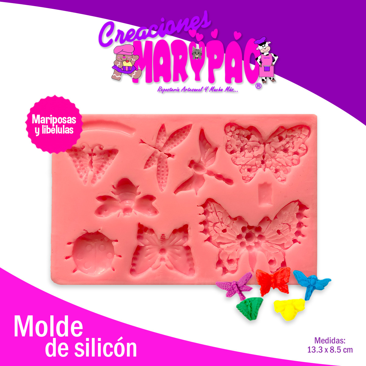 Molde De Silicón Mariposas Libelulas Fondant Pasta Flexible