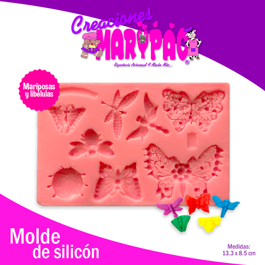 Molde De Silicón Mariposas Libelulas Fondant Pasta Flexible