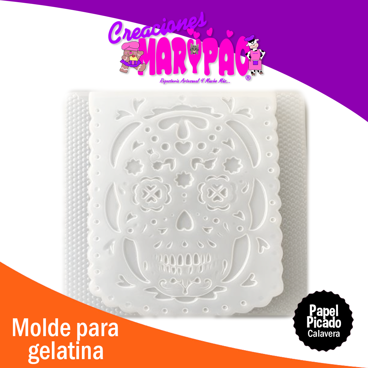 Molde Para Gelatina Calavera Papel Picado Día De Muertos