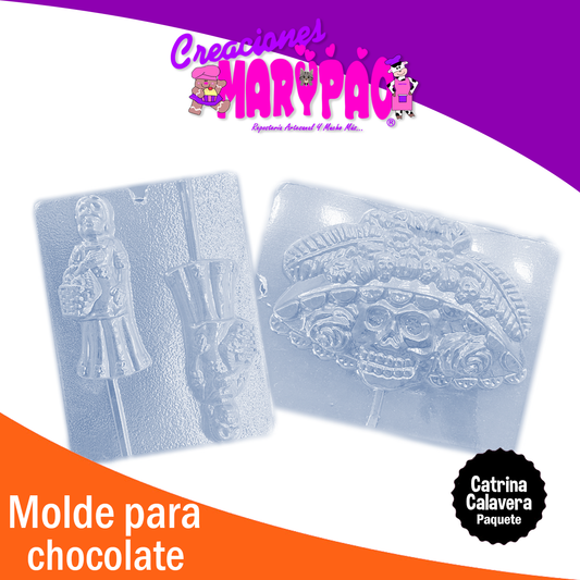 Catrina Calaveras Dia De Muertos Moldes Para Chocolate 2pza