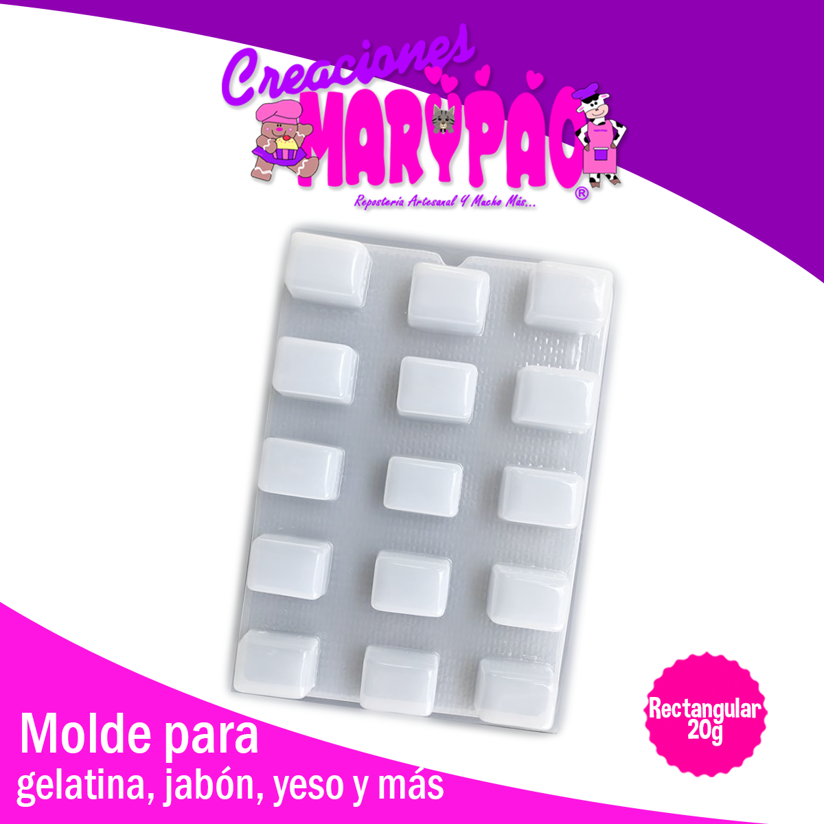 Molde Para Jabones 20 Gramos Rectangular Rectángulo