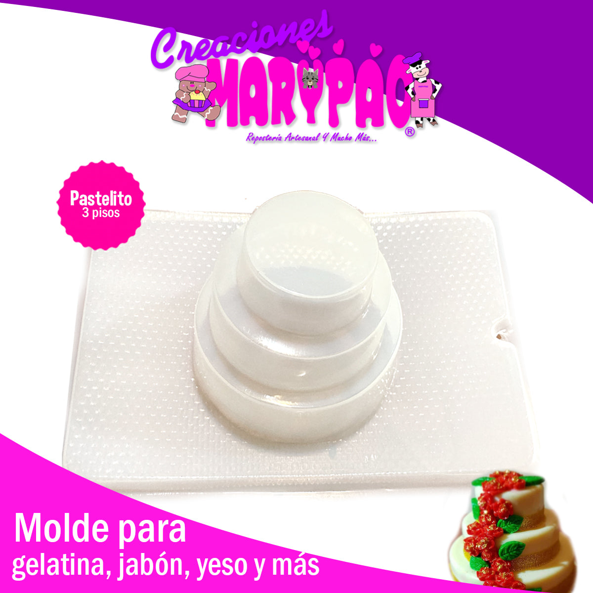 Molde Para Gelatina Pastel 3D Tres Pisos