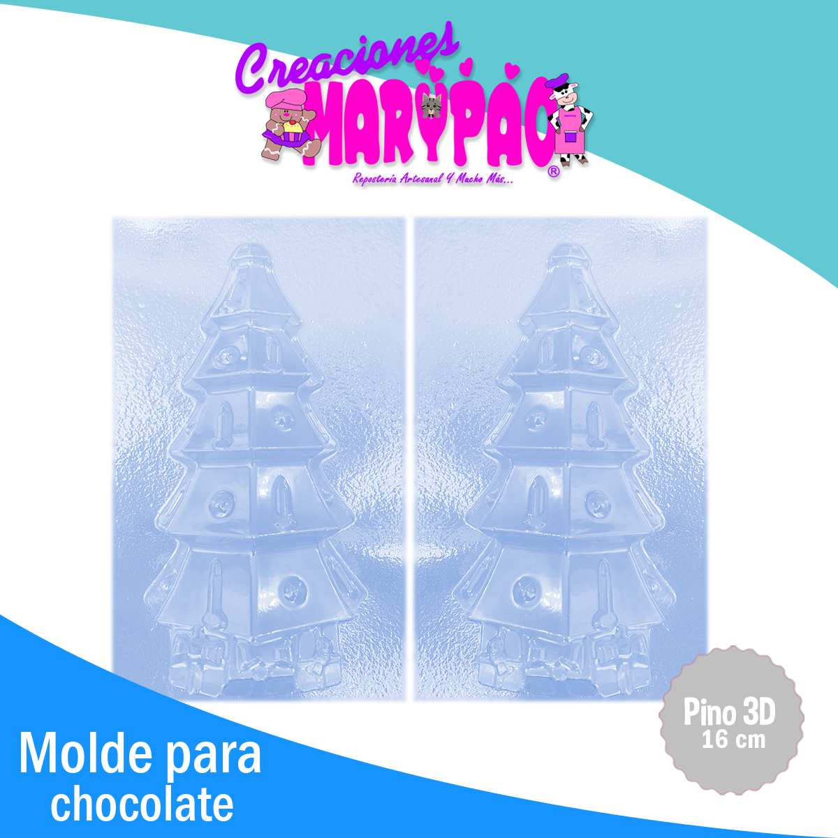 Molde Chocolate Arbol Navidad 3d 16cm Pino Vela Resina