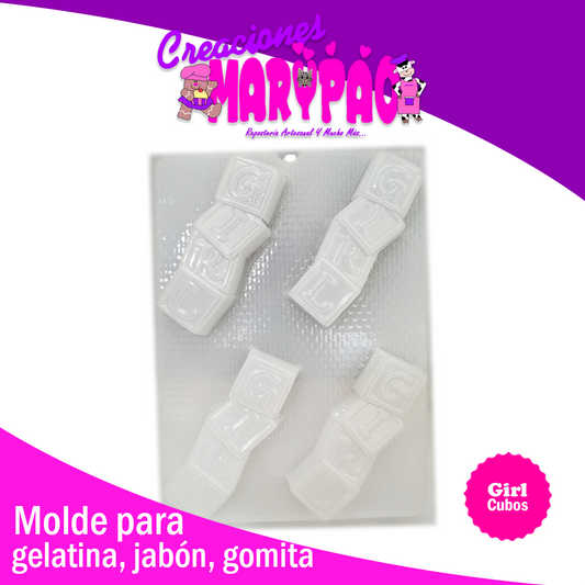 Molde Baby Shower Cubos Girl Jabón Gelatina Resina Yeso - Creaciones Marypao