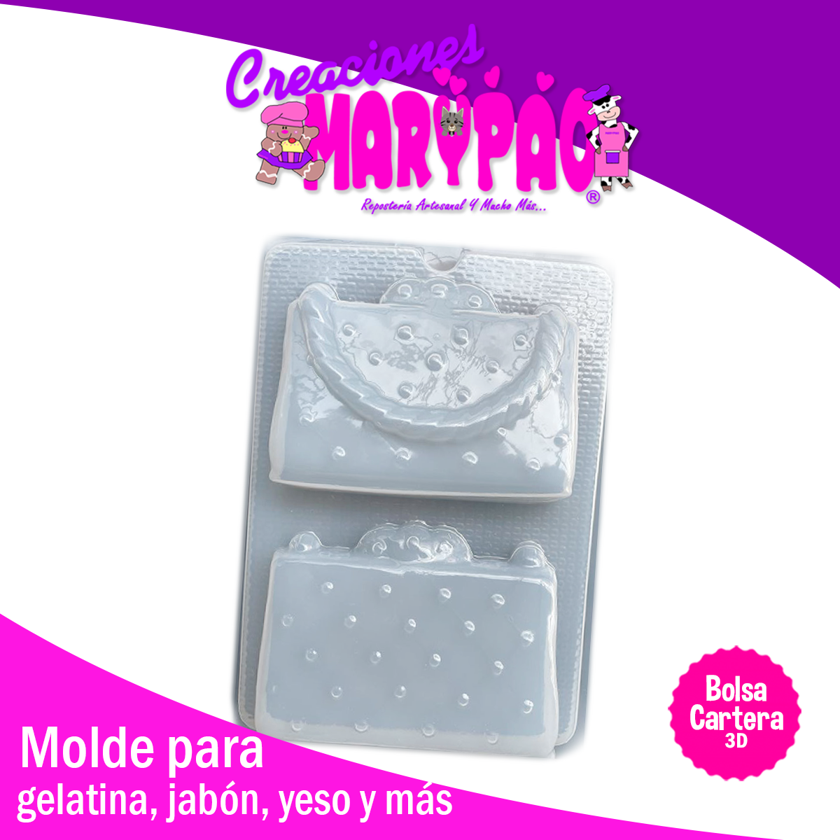 Molde Bolsa Cartera Jabones Gelatinas Figuras de Yeso