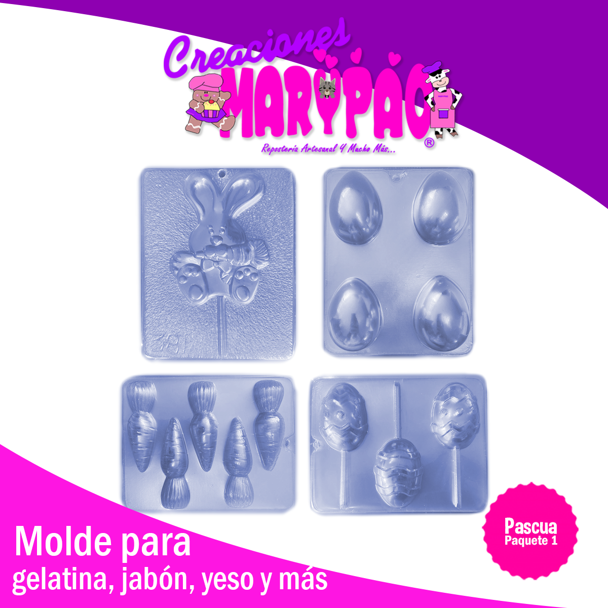 Moldes Para Paletas de Chocolate Pascua Conejo y Huevitos Mod.1