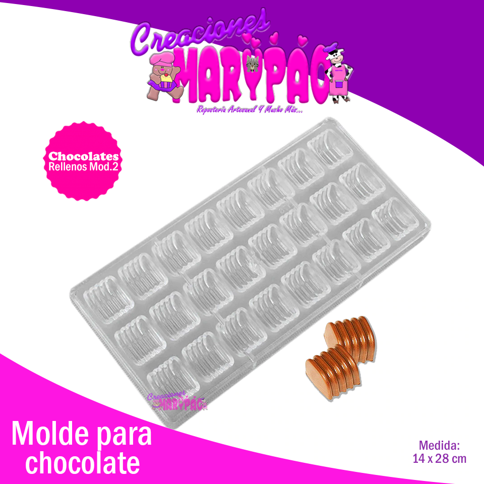 Molde Chocolate Policarbonato Chocolates Rellenos Mod2 - Creaciones Marypao