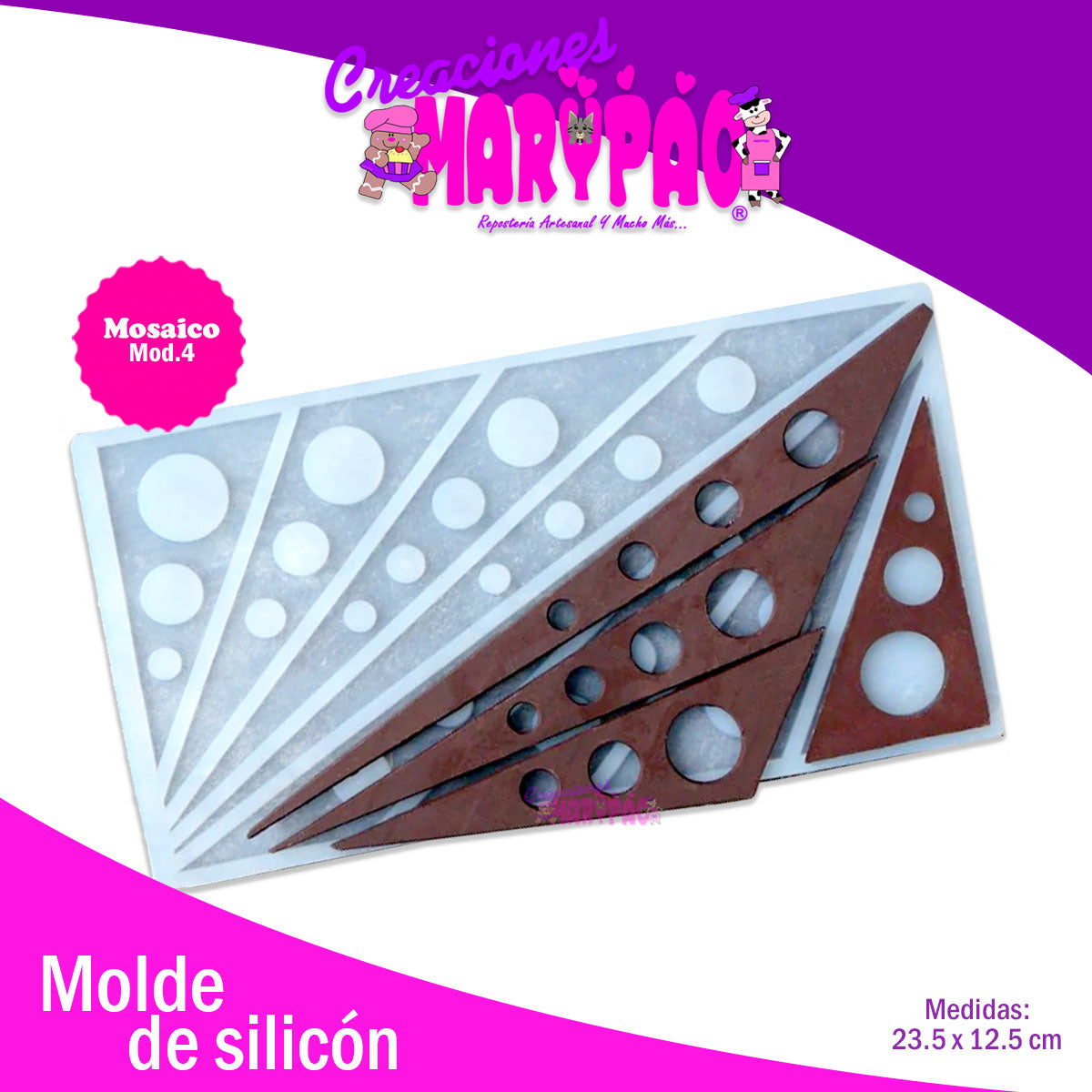 Molde De Silicón Para Chocolates Mosaico Para Decorar Pasteles Mod.4