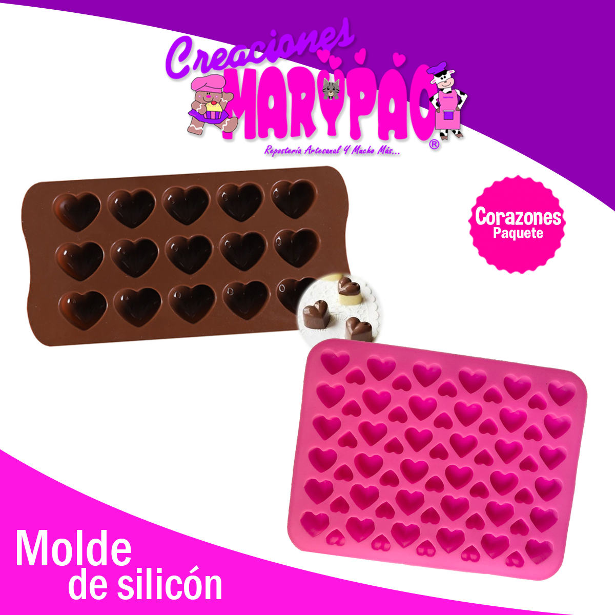 Paquete Moldes De Silicón Corazones - OFERTA