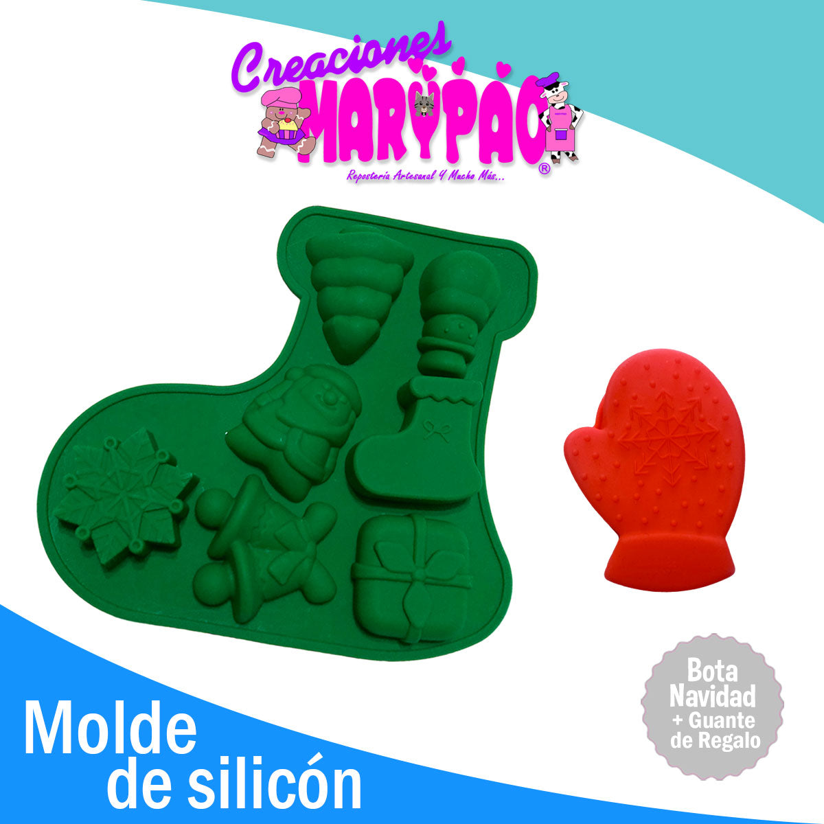 Moldes De Silicon Navidad Bota Con Varios Diseños + Regalo