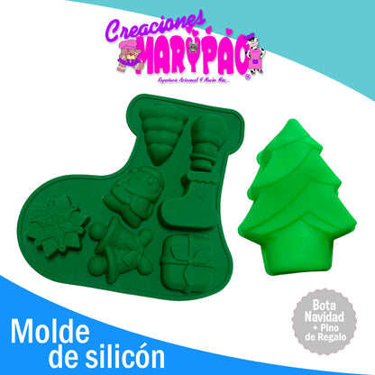 Moldes De Silicon Navidad Bota Con Varios Diseños + Regalo