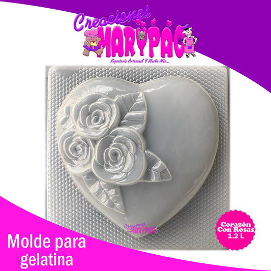 Molde Para Gelatina Corazón con Rosas - Creaciones Marypao