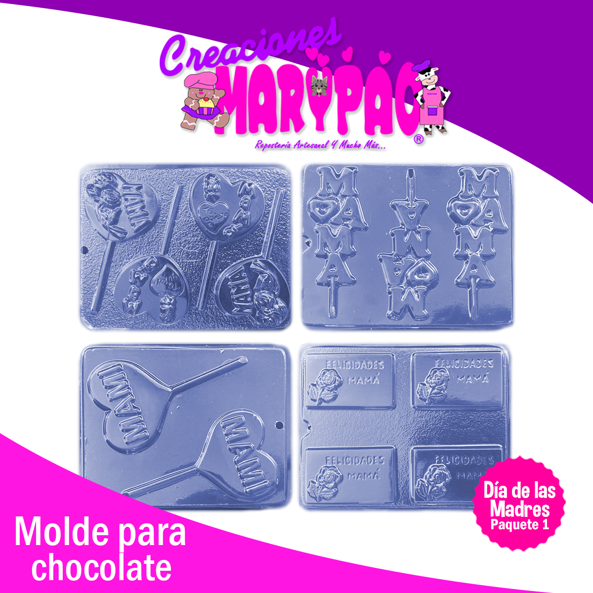 Moldes Para Paletas de Chocolate Día De Las Madres Mod.1