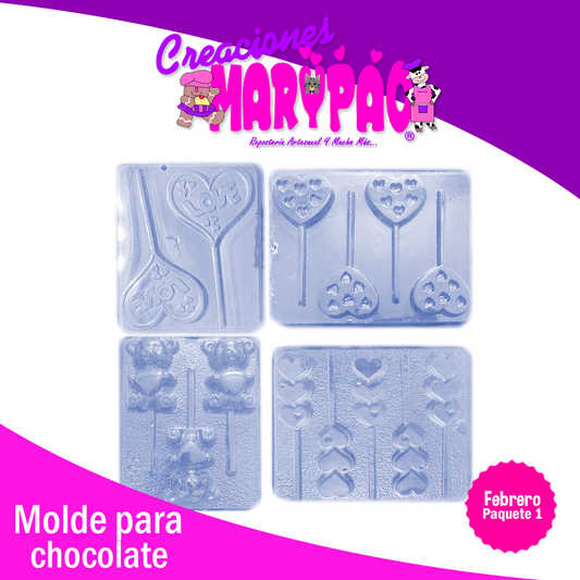 Moldes Para Paletas de Chocolate 14 de Febrero San Valentín Mod.1