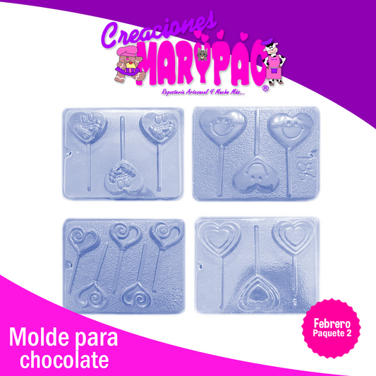 Moldes Para Paletas de Chocolate 14 de Febrero San Valentín Mod.2