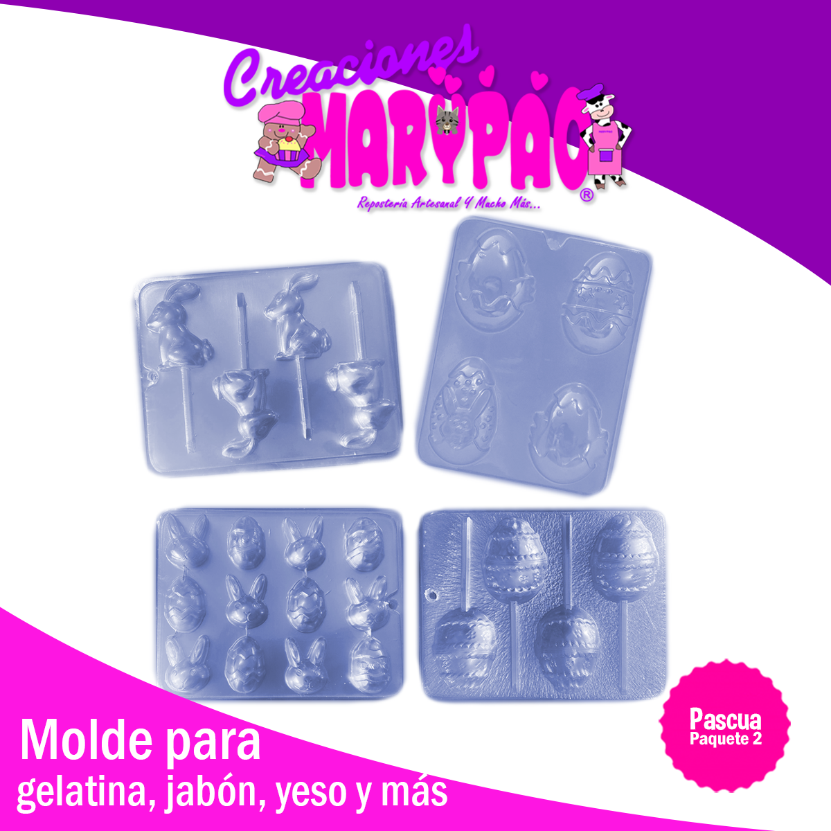 Moldes Para Paletas de Chocolate Pascua Conejos y Huevitos Mod.2