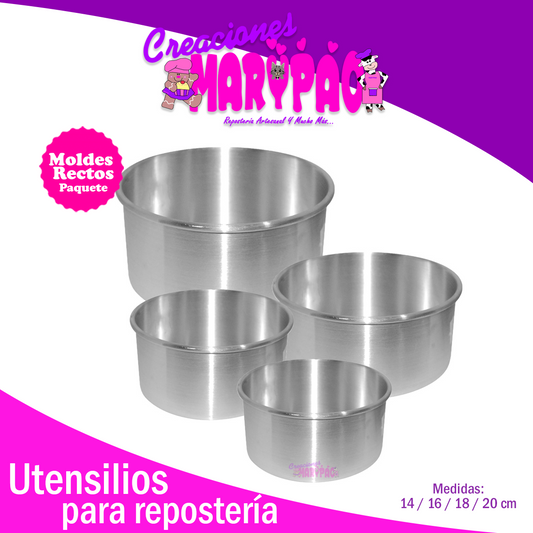 Paquete Moldes Rectos Para Pasteles Fondant 14 cm,16 cm, 18 cm y 20 cm - Creaciones Marypao