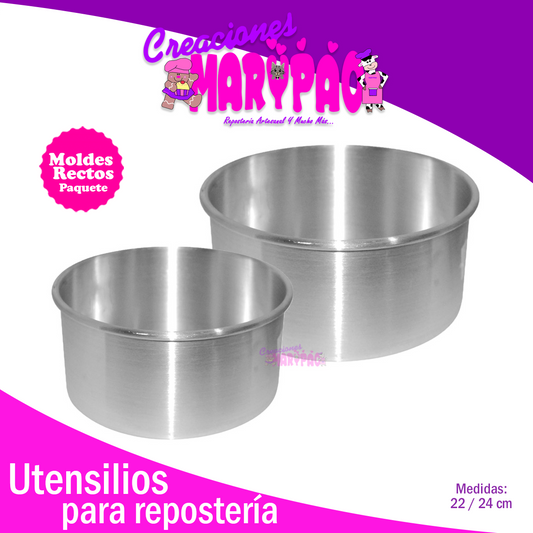 Paquete Moldes Rectos Para Pasteles Fondant 22 y 24 cm - Creaciones Marypao